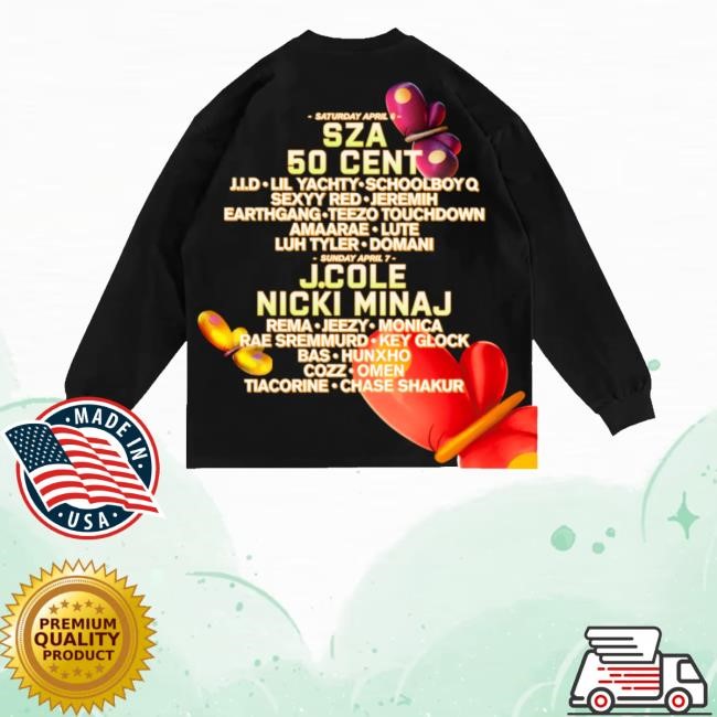 Dv Fest 24 Butterfly Black Lineup Zip Up Hooded Sweatshirt Dreamville Fest Merch Store - Tee Shop Pro
