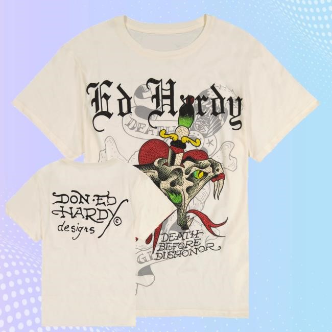 Edhardy Originals Merch Shop Store Dagger Snake Throwback Rhinestone Tee Shirt - Tee Shop Pro