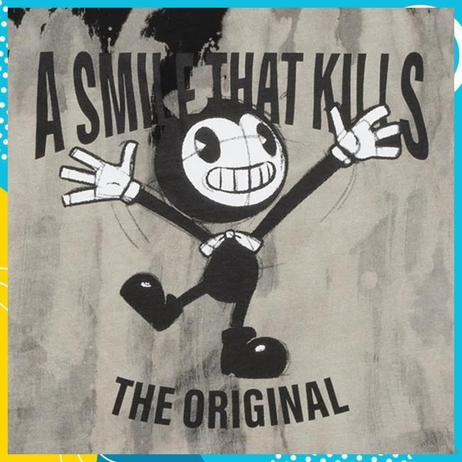 Official Bendy Merch Shop Store Bendy Smile Kills Bleach Dye Tee Shirt - Tee Shop Pro