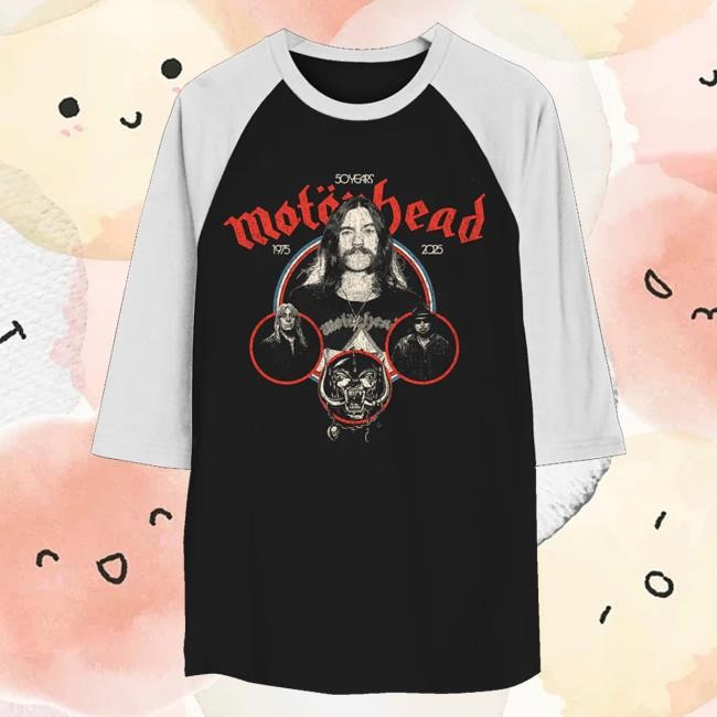 Trending Motorhead Merch 50 Years Raglan Black And White Zip Hoodie - Tee Shop Pro