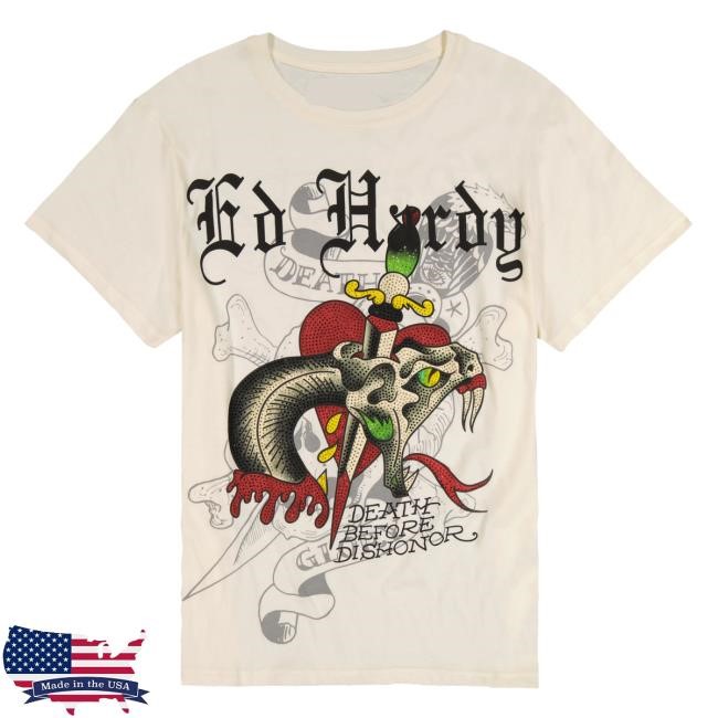 Edhardy Originals Merch Shop Store Dagger Snake Throwback Rhinestone Tee Shirt - Tee Shop Pro