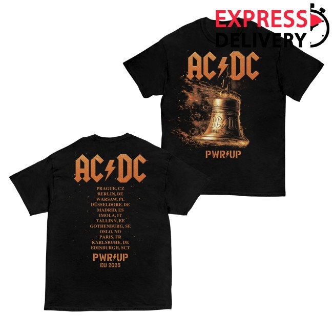Official Acdc Merch Hells Bells Lightning Pwr Up Tour T-Shirt - Tee Shop Pro