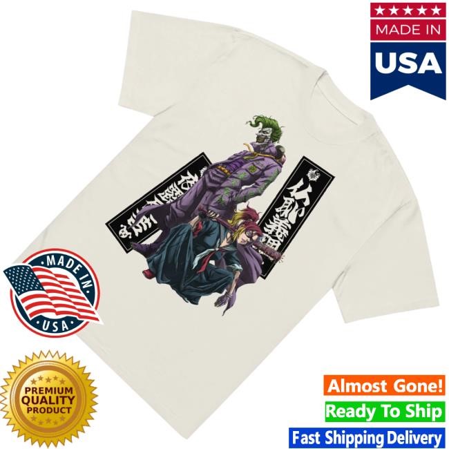 Dc Shop Merch Batman Ninja Vs. Yakuza League The Joker & Quinn Oversized Faded Long Sleeve Shirt - Tee Shop Pro