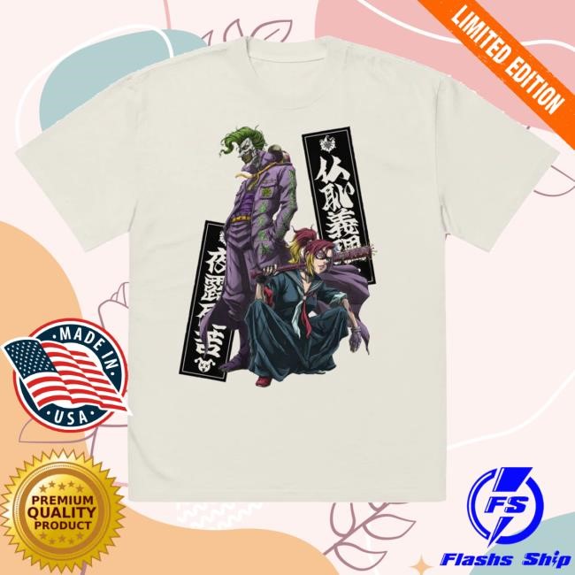 Dc Shop Merch Batman Ninja Vs. Yakuza League The Joker & Quinn Oversized Faded Long Sleeve Shirt - Tee Shop Pro