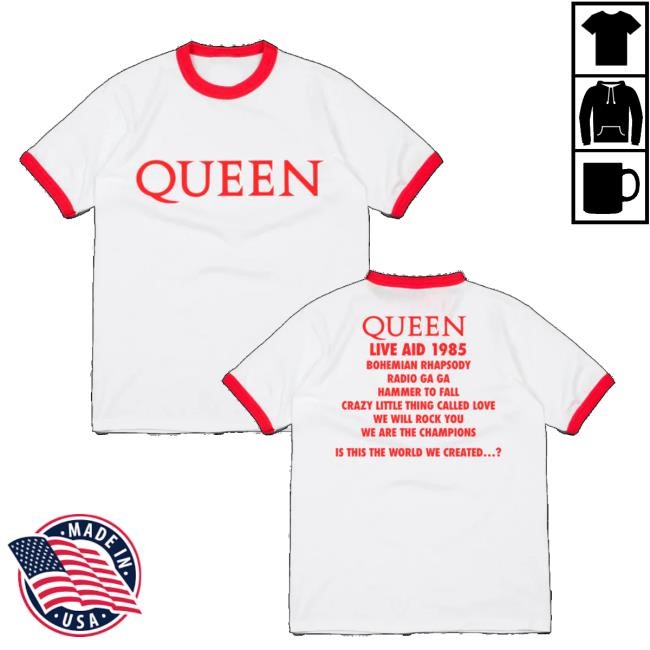 Queen Online Store Queen At Live Aid Red And White Ringer T-Shirt - Tee Shop Pro
