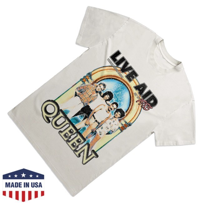 Trending Queen Merch Queen At Live Aid Vintage White Hooded Sweatshirt - Tee Shop Pro