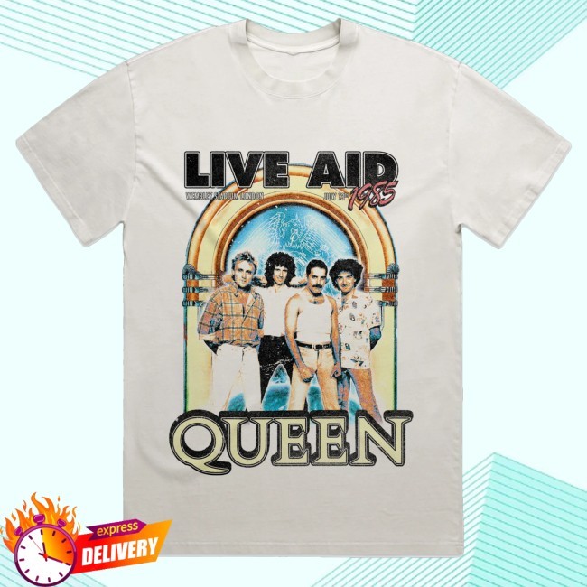 Trending Queen Merch Queen At Live Aid Vintage White Hooded Sweatshirt - Tee Shop Pro
