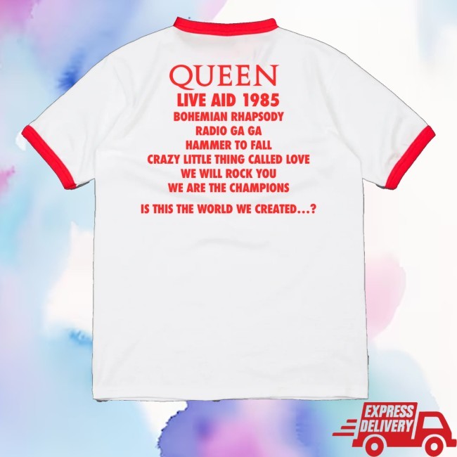 Queen At Live Aid Red And White Ringer Sweatshirt - Tee Shop Pro
